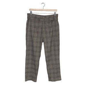 Kendall & Kylie Trousers‎ Size Large Tan Brown Plaid High Waisted  Belted Pants